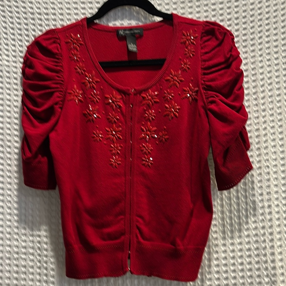INC International Concepts red short sleeve sweater